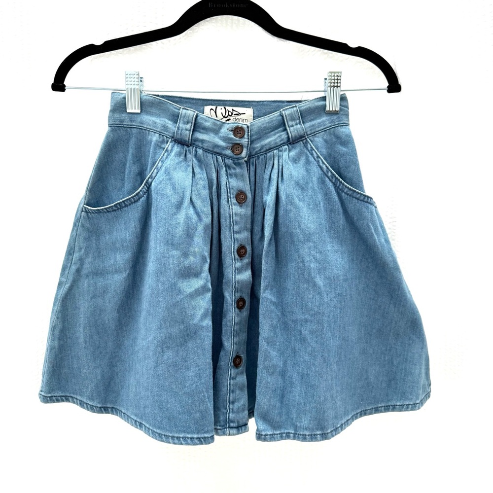 Miss Selfridge Petite Denim Skater Skirt Size 0P
